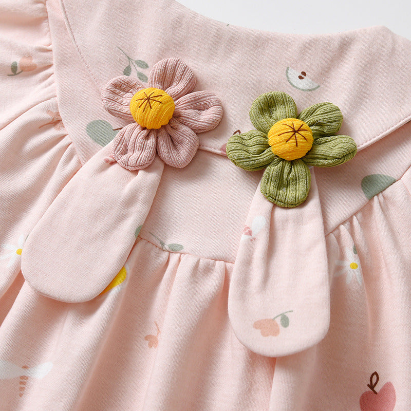 Infant Girls Pink Printed Cotton Bodysuit