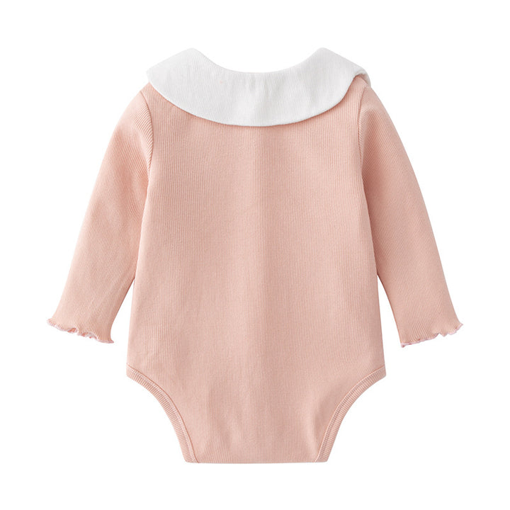 Pink Infant Girls Long Sleeves Cotton Applique Bodysuit
