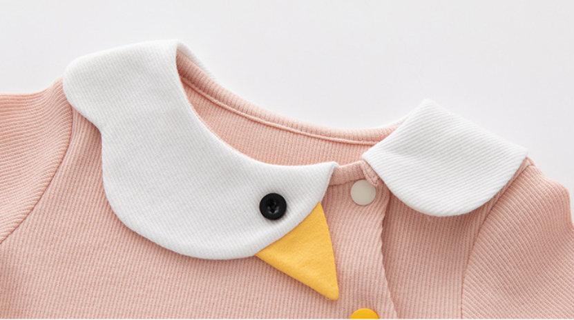 Pink Infant Girls Long Sleeves Cotton Applique Bodysuit
