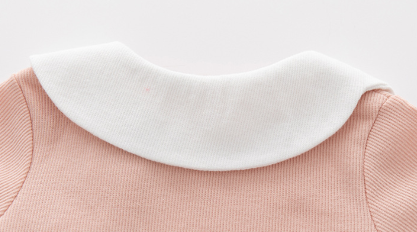 Pink Infant Girls Long Sleeves Cotton Applique Bodysuit