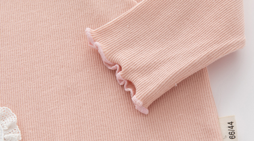 Pink Infant Girls Long Sleeves Cotton Applique Bodysuit