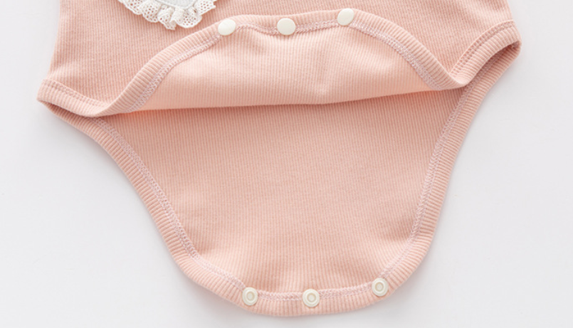 Pink Infant Girls Long Sleeves Cotton Applique Bodysuit