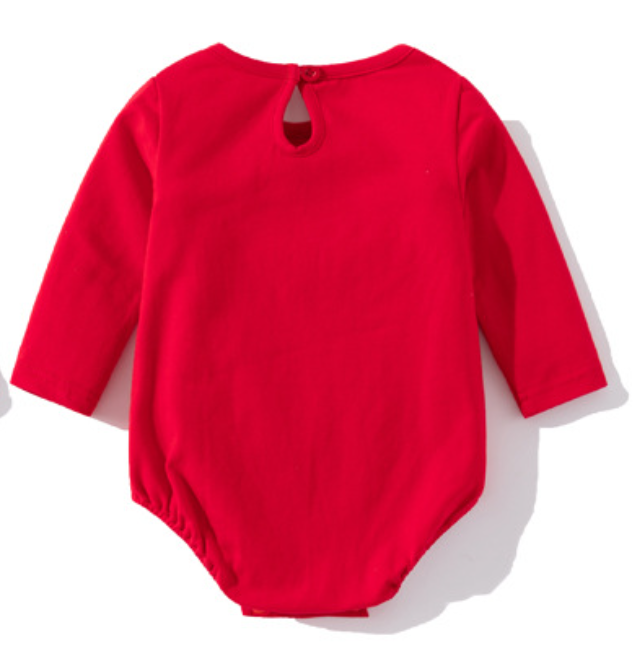 Infant Girls Red Cotton Bodysuit With Headband