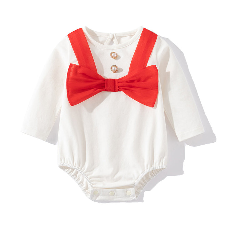White Infant Girls Cotton Bodysuit & Headband