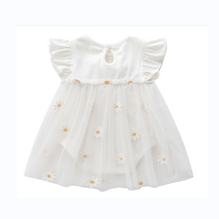 Infant Girls White Printed Short Sleeves Bodysuit