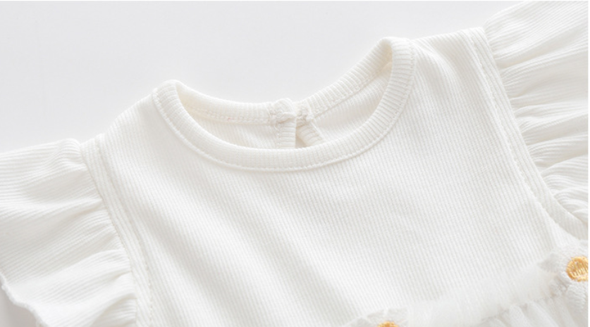 Infant Girls White Printed Short Sleeves Bodysuit