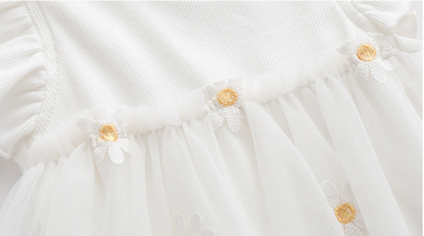 Infant Girls White Printed Short Sleeves Bodysuit