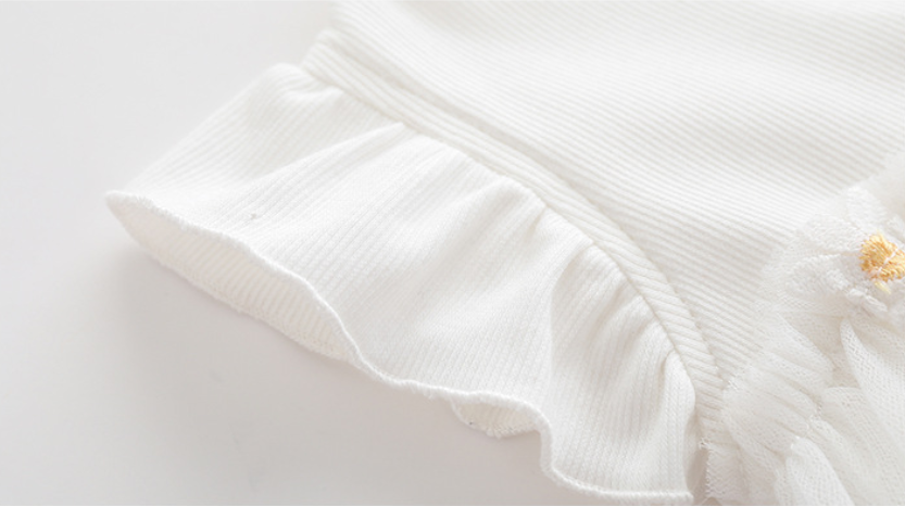 Infant Girls White Printed Short Sleeves Bodysuit
