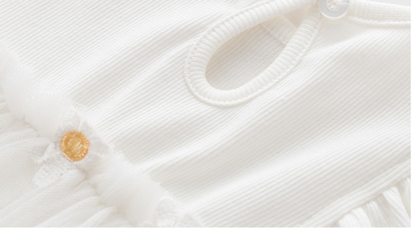 Infant Girls White Printed Short Sleeves Bodysuit