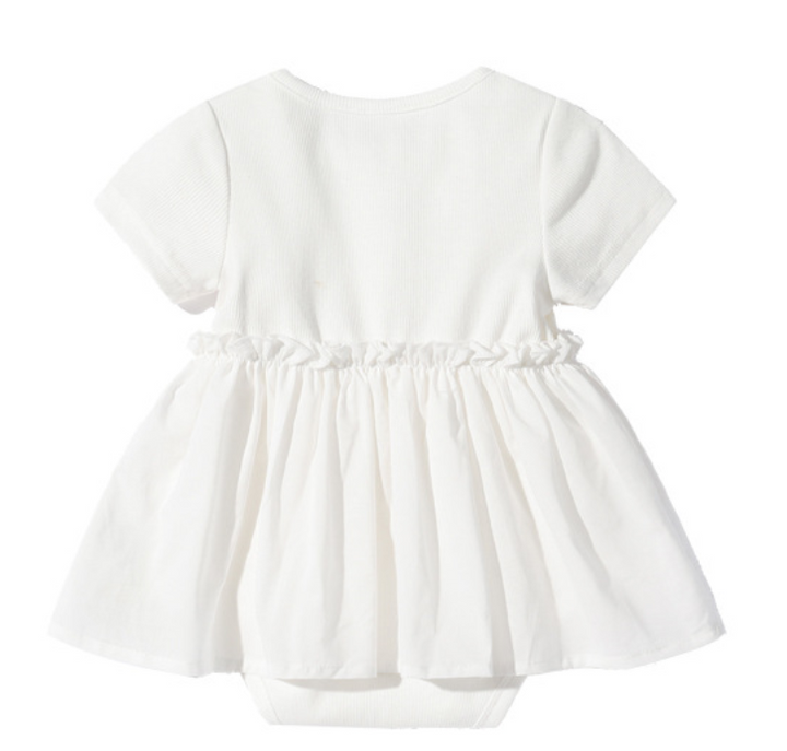 Infants White Self Design Cotton Bodysuit