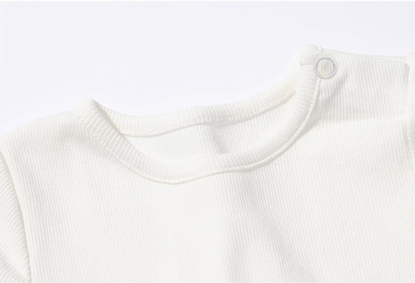 Infants White Self Design Cotton Bodysuit