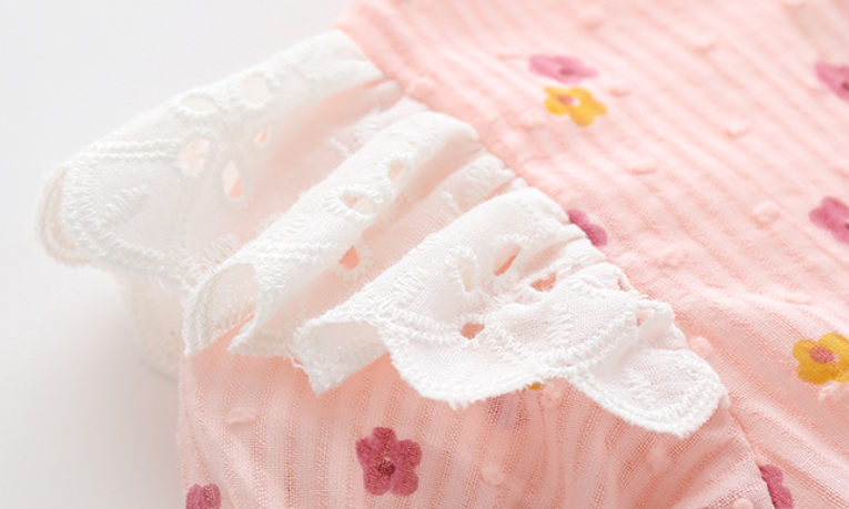 Infant Girls Floral Printed Short Sleeves Cotton Bodysuit