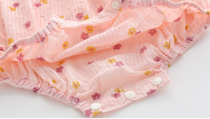 Infant Girls Floral Printed Short Sleeves Cotton Bodysuit
