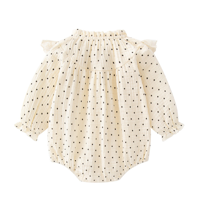 Infant Girls Cream Coloured Printed Long Sleeves Bodysuit With Cap
