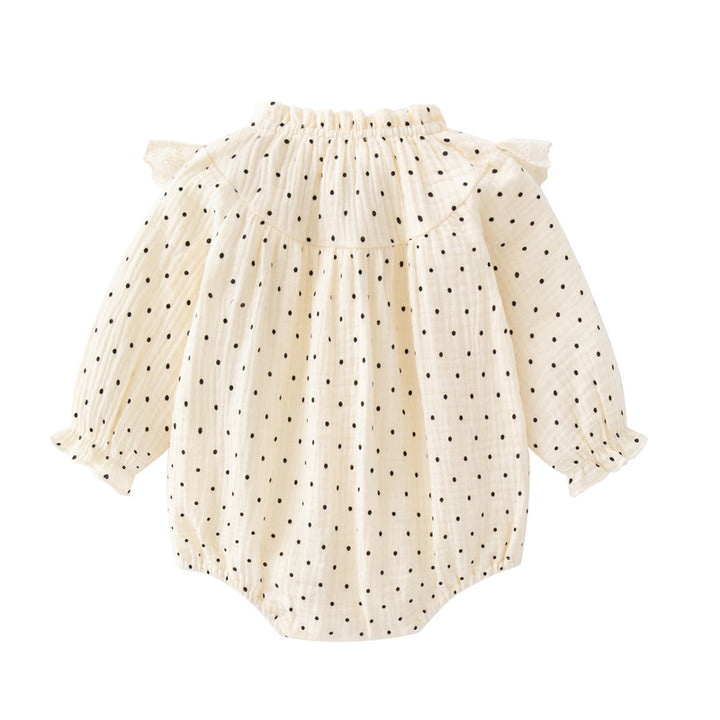 Infant Girls Cream Coloured Printed Long Sleeves Bodysuit With Cap