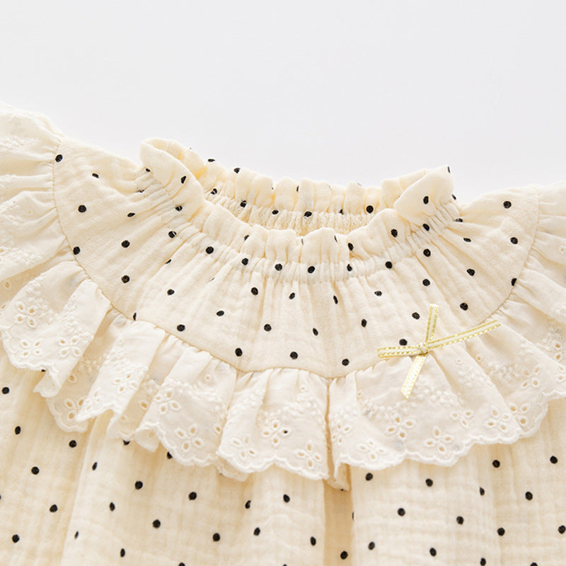 Infant Girls Cream Coloured Printed Long Sleeves Bodysuit With Cap