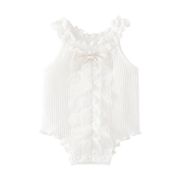 Infant Girls White Sleeveless Cotton Bodysuit
