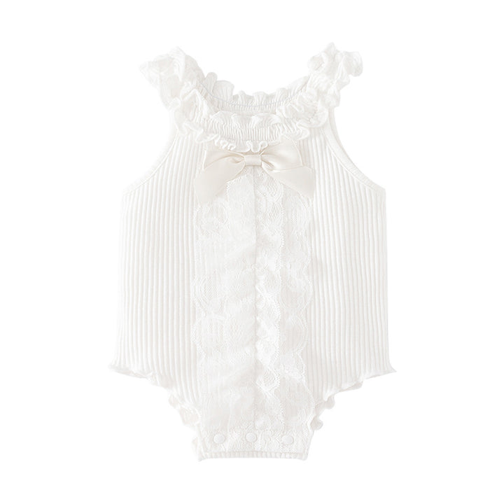 Infant Girls White Sleeveless Cotton Bodysuit