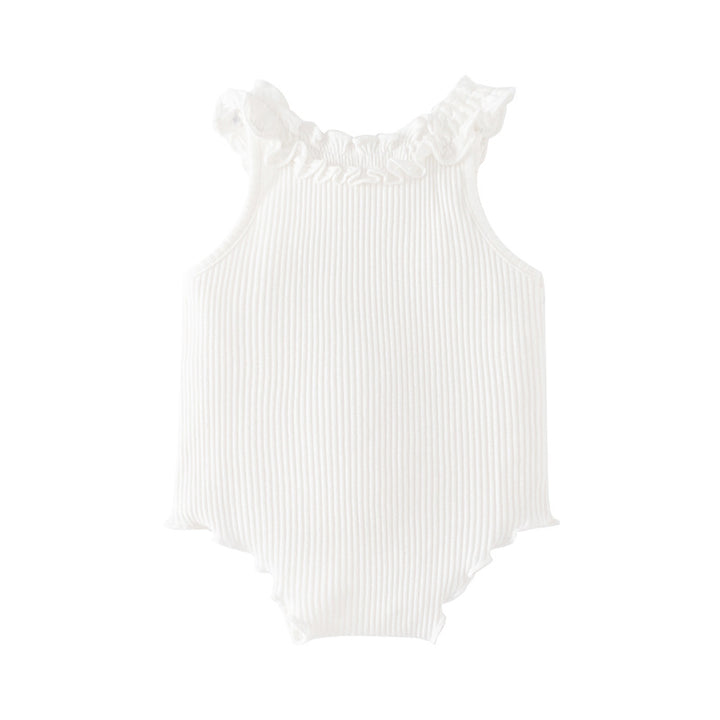 Infant Girls White Sleeveless Cotton Bodysuit