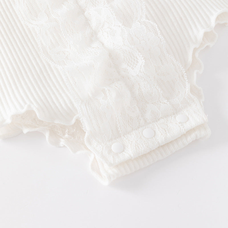 Infant Girls White Sleeveless Cotton Bodysuit