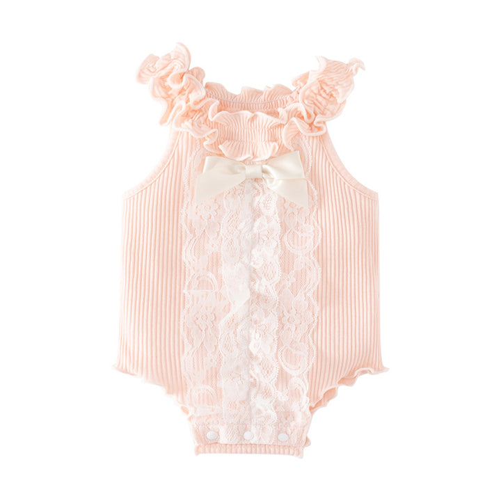 Infants Girls Pink Striped Cotton Bodysuit