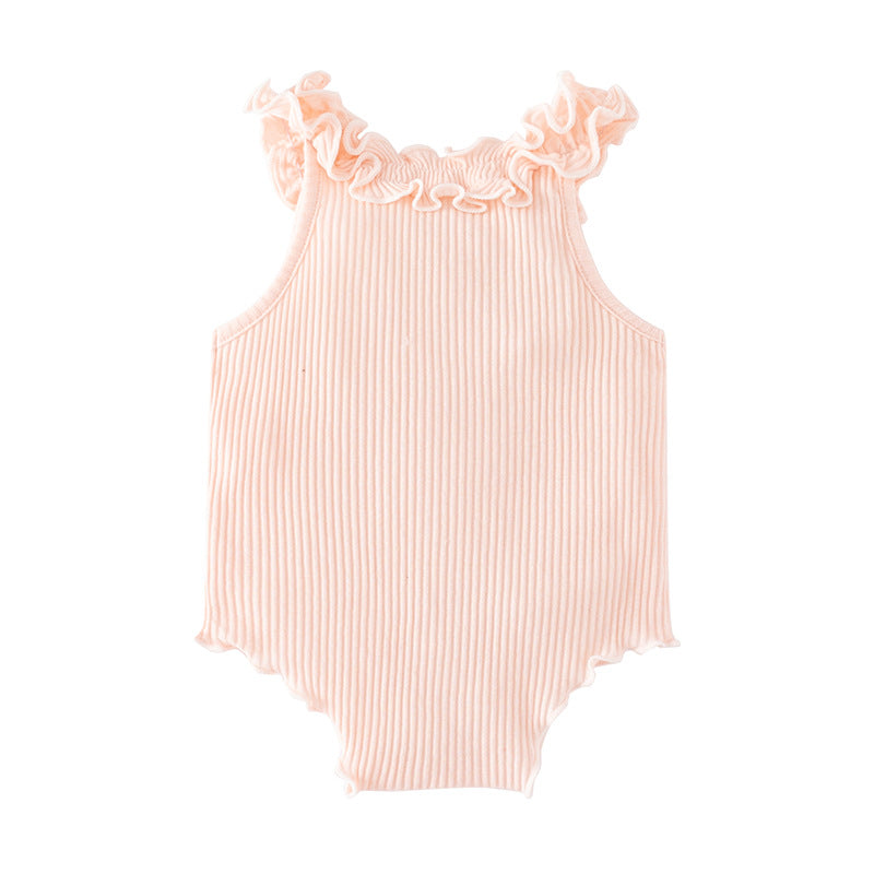 Infants Girls Pink Striped Cotton Bodysuit
