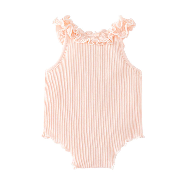 Infants Girls Pink Striped Cotton Bodysuit