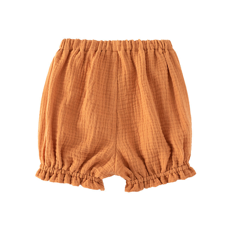 Girls White & Brown Embroidered Pure Cotton Tunic with Shorts