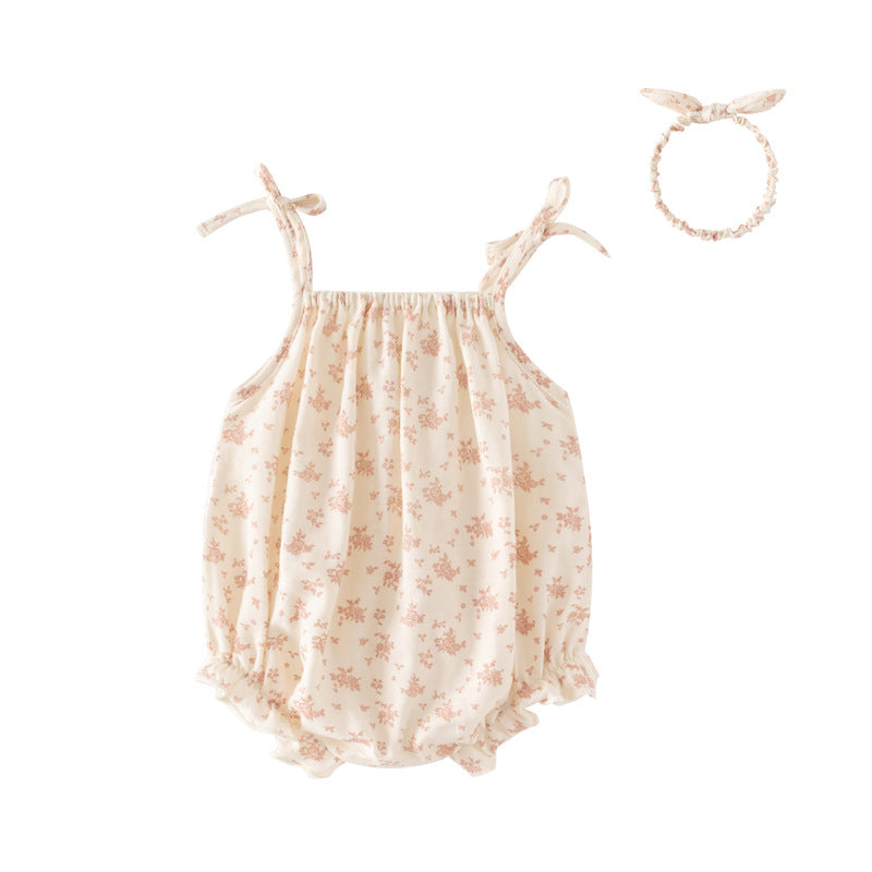 Infant Girls Beige Printed Cotton Bodysuit