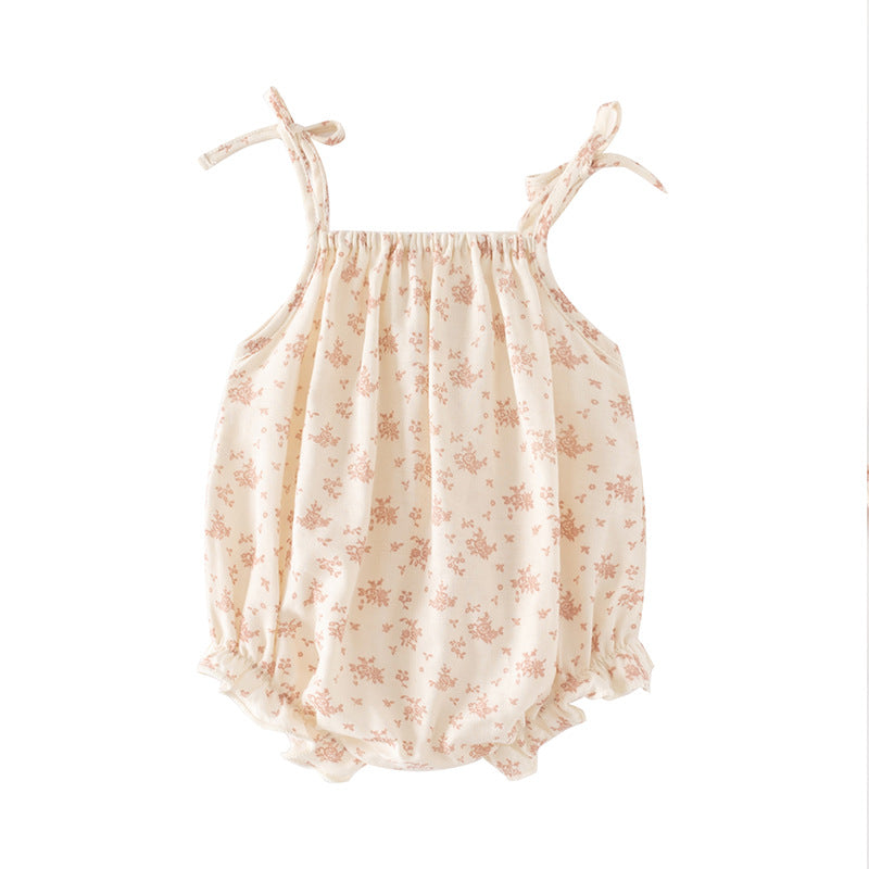 Infant Girls Beige Printed Cotton Bodysuit