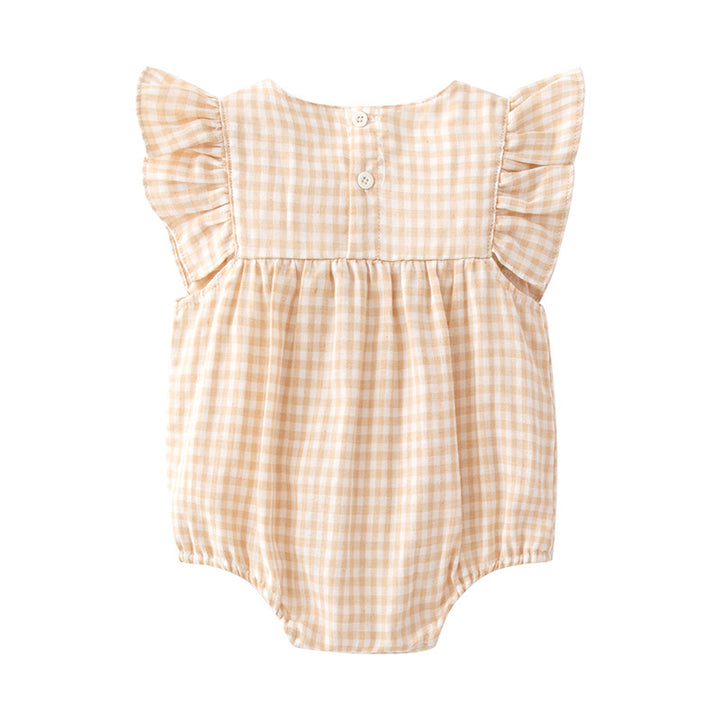 Infants Girls Pink Checked Cotton Bodysuit