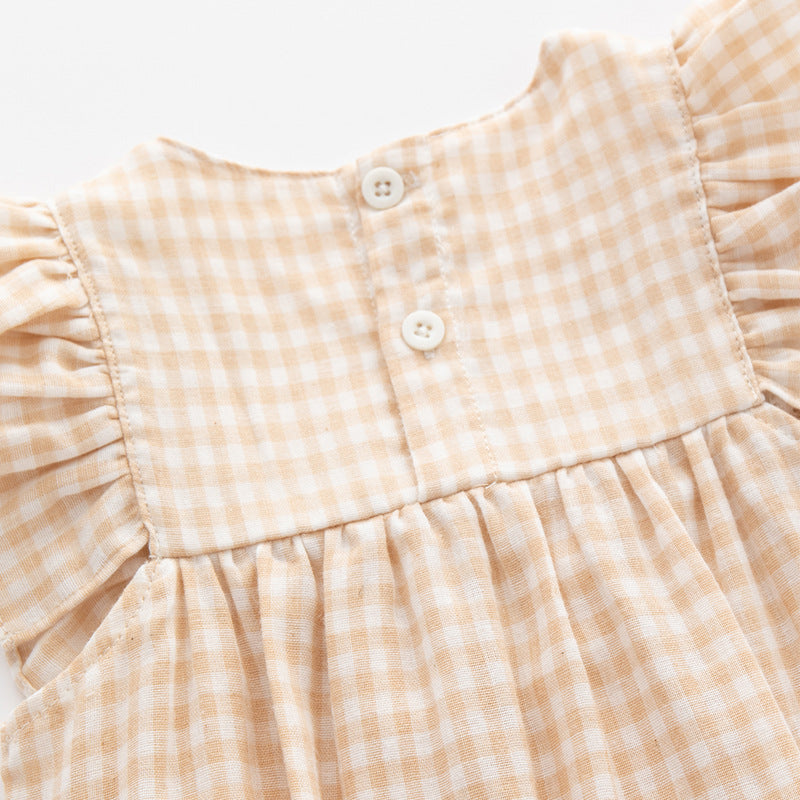 Infants Girls Pink Checked Cotton Bodysuit