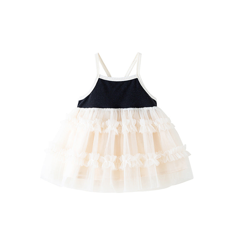 Girls Black Cotton Fit & Flare Dress