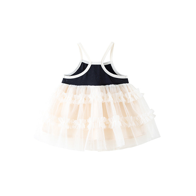 Girls Black Cotton Fit & Flare Dress