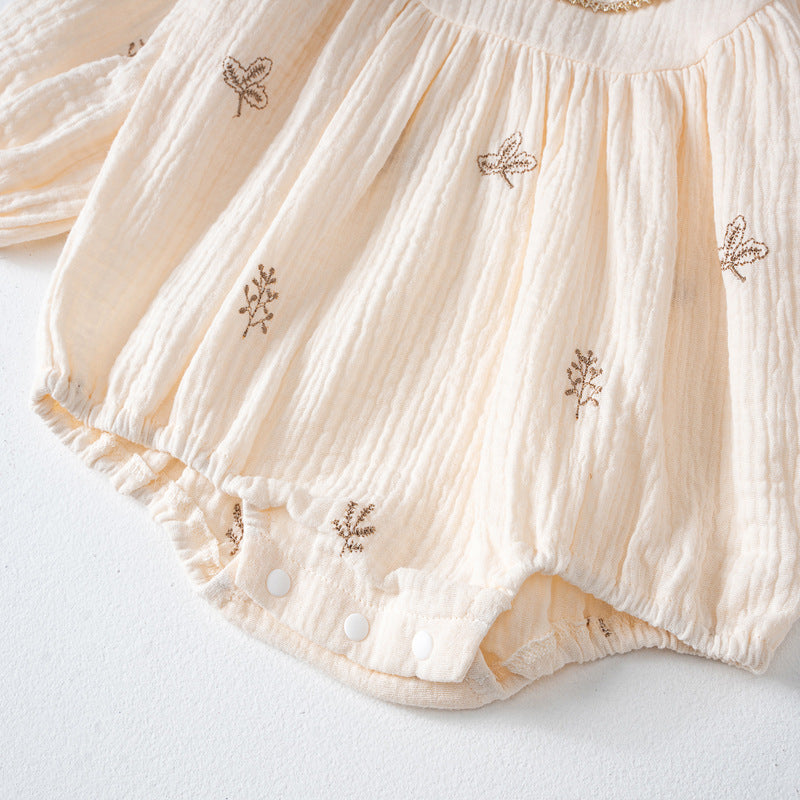 Off White Infants Girls Floral Printed Cotton Bodysuit With Cap
