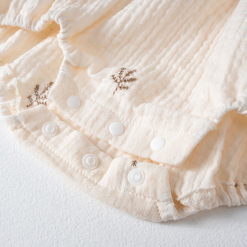Off White Infants Girls Floral Printed Cotton Bodysuit With Cap