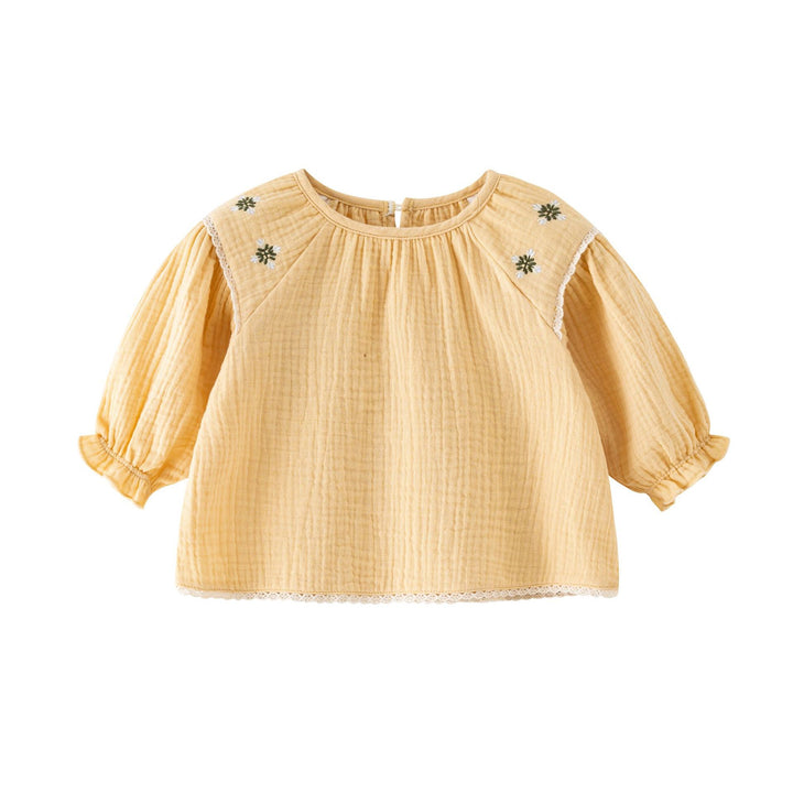 Infant Girls Yellow Pure Cotton Top with Shorts