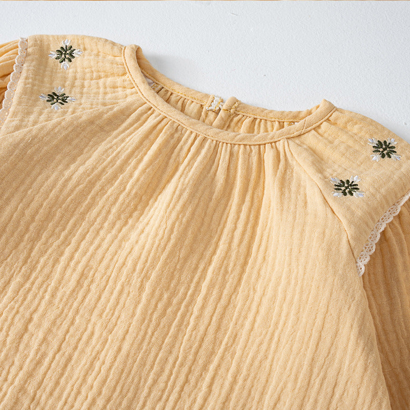 Infant Girls Yellow Pure Cotton Top with Shorts