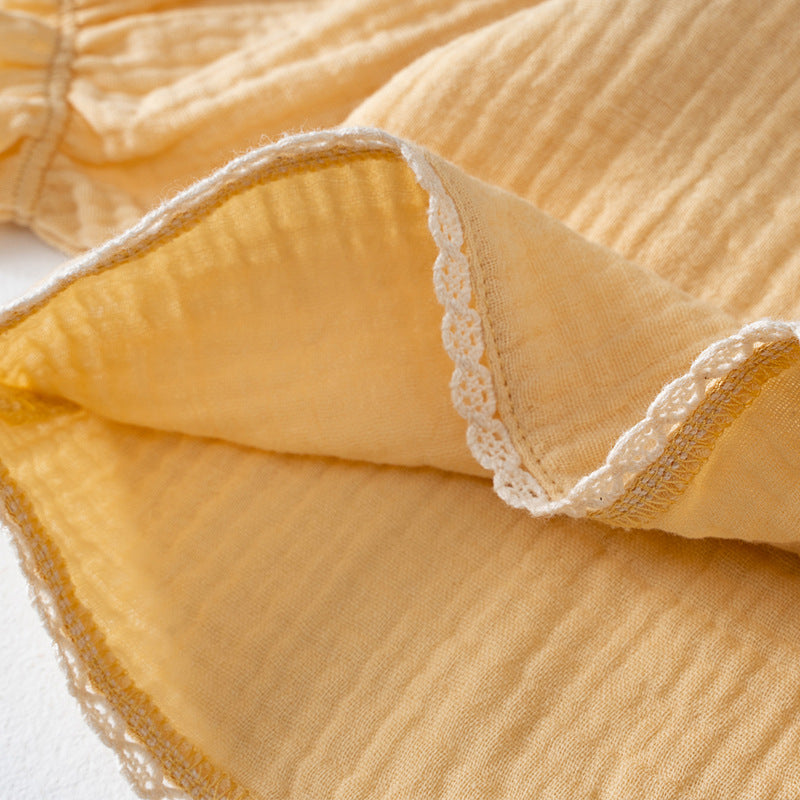 Infant Girls Yellow Pure Cotton Top with Shorts