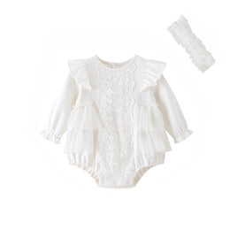 White Infants Girls Self Design Cotton Romper