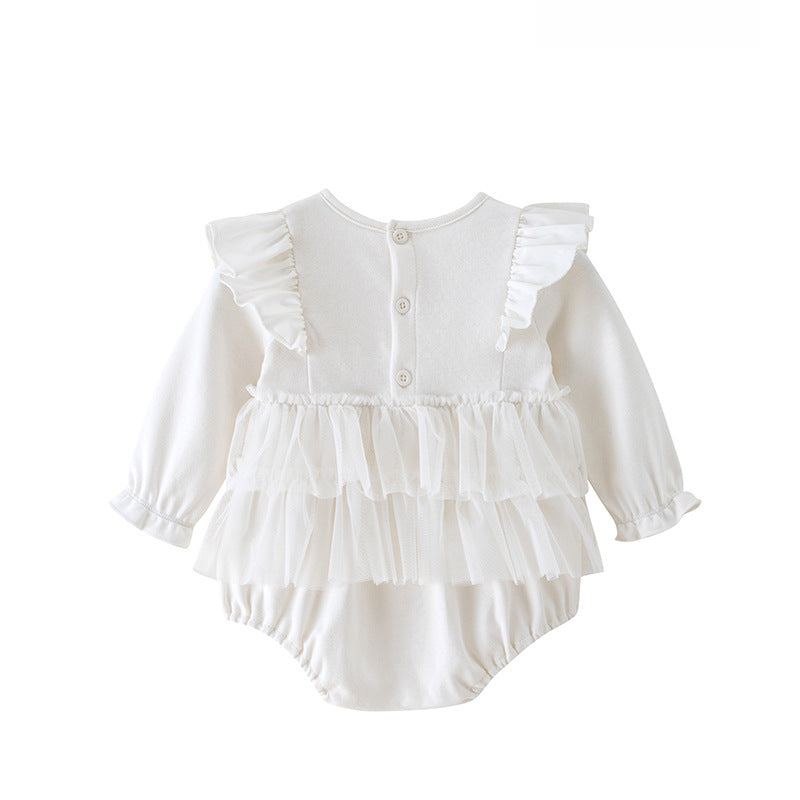 White Infants Girls Self Design Cotton Romper