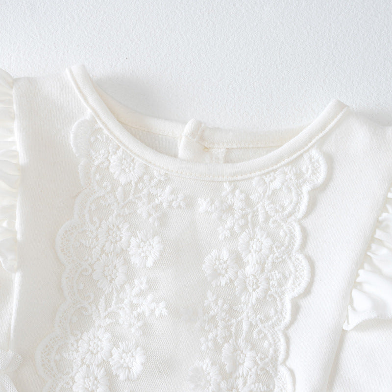 White Infants Girls Self Design Cotton Romper