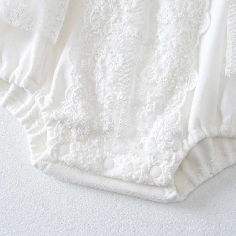 White Infants Girls Self Design Cotton Romper