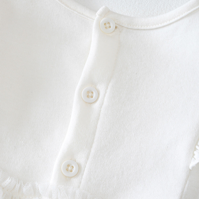 White Infants Girls Self Design Cotton Romper