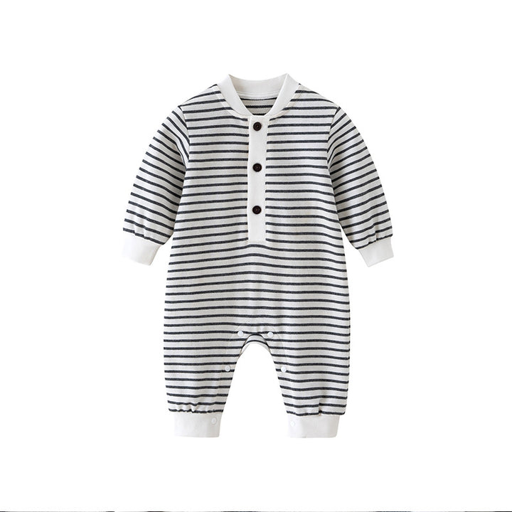 Infant Boys White Striped Cotton Rompers