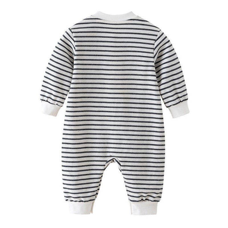 Infant Boys White Striped Cotton Rompers