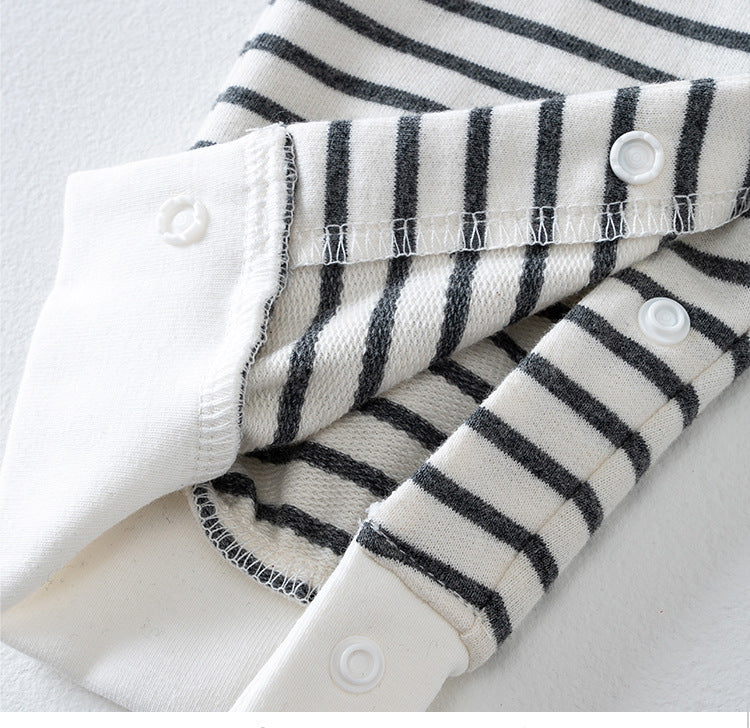 Infant Boys White Striped Cotton Rompers