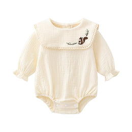 Infant Beige Self Design Cotton Bodysuit