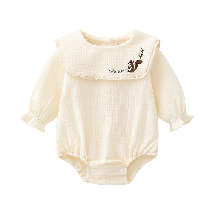 Infant Beige Self Design Cotton Bodysuit