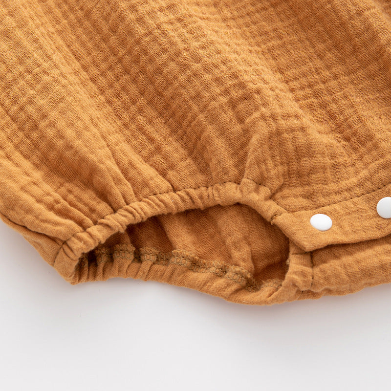 Infant Girls Brown Embroidered Detail Cotton Bodysuit